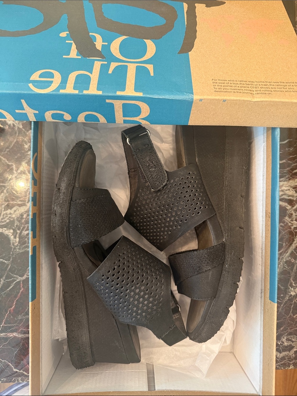 OTBT Black Perforated Elastic Strap Women's Sandals